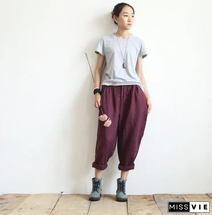Turnip Pants Causal Linen Long Pants
