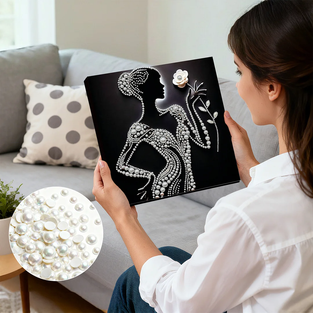 Pearl Silhouette Lady DIY Pearl Art Diamond Painting 30x30cm for Home Wall Decor