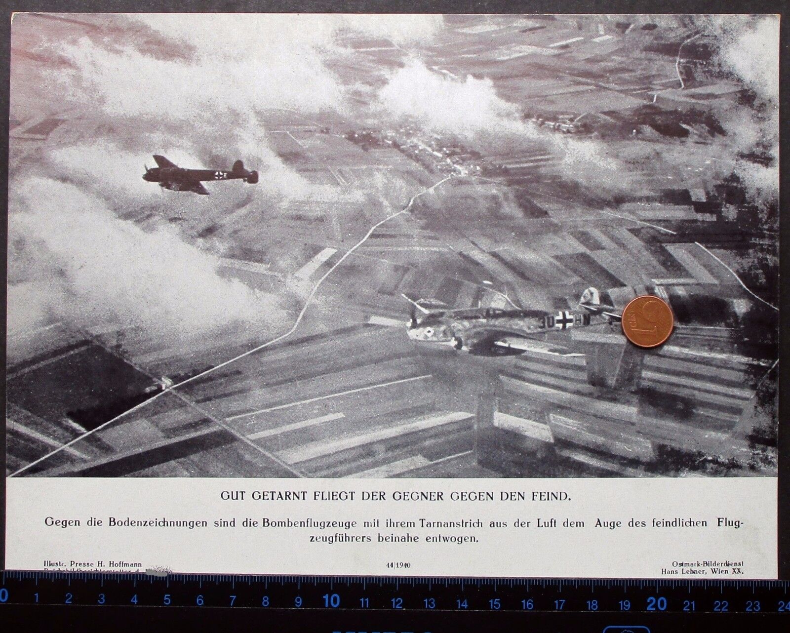 Getarntes Aircraft Bombenflugzeug Feindflugzeug Wk Military Press Photo Poster painting (L-4399