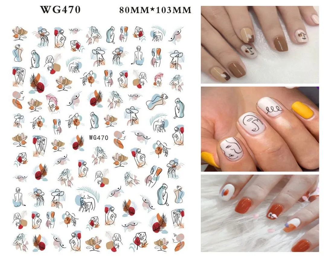 1pcs Leaf With Lines Nails Sticker Designer Fruit Nail Art 3D Decals Acrylic Designs Self Adhesive Manicure Slider Accesorioss-Nail Inspo