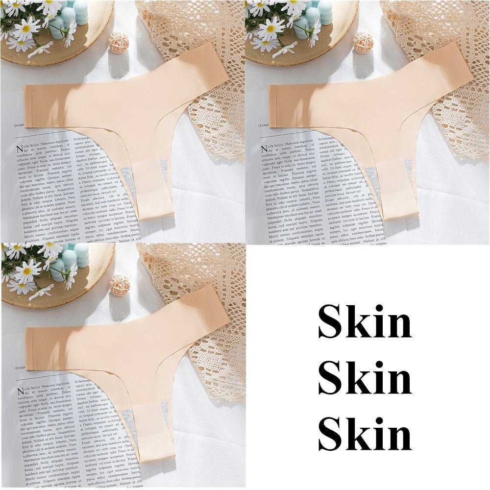 3Pcs New Ice Silk Thong Sexy Panties Seamless G String Underwear Women Low-Rise Thongs Women Lingerie Bikini T Back Underpants