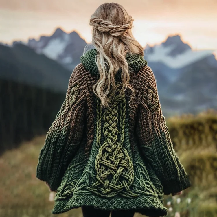 Women's Celtic Knotted Cozy Long Sleeve Sweater Cardigan