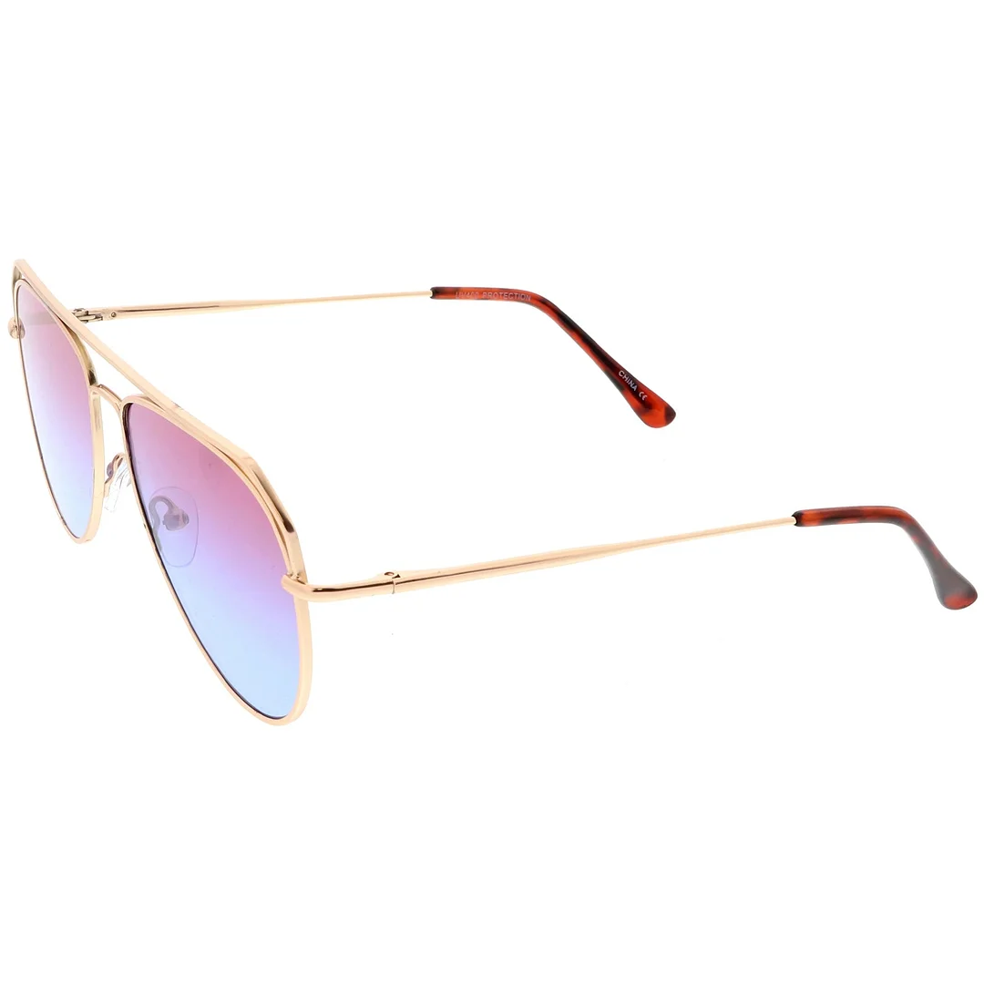 Modern Aviator glasses Open Metal Double Crossbar Gradient Flat Lens 55mm