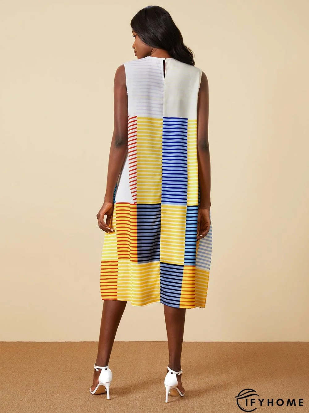 Summer Crew Neck A-line Plain Elegant Sleeveless Woven Daily Dresses | IFYHOME