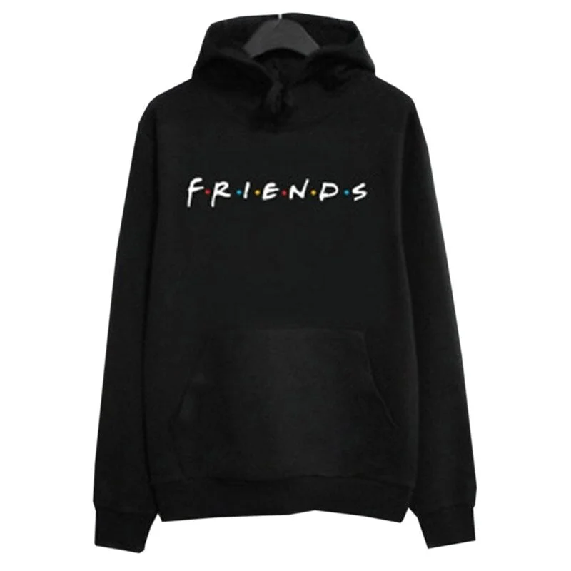 Women Friends Hoodies Sweatshirt Harajuku Print Pocket Sweatshirts Streetwear Hip Hop Loose Plus Size Solid Female Pullover