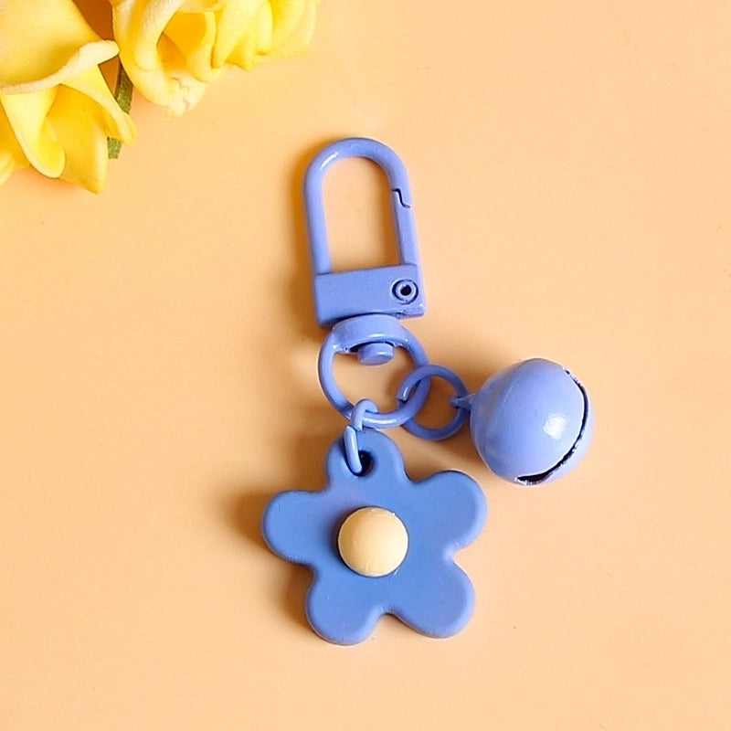Fresh Colorful Small Flower Bell Keychain Diy Handmade Pendant Girl Heart Bag Door Buckle Cute Ornaments