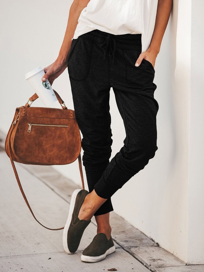 4 Colors Plain Simple & Basic All Season Natural Pockets Pants