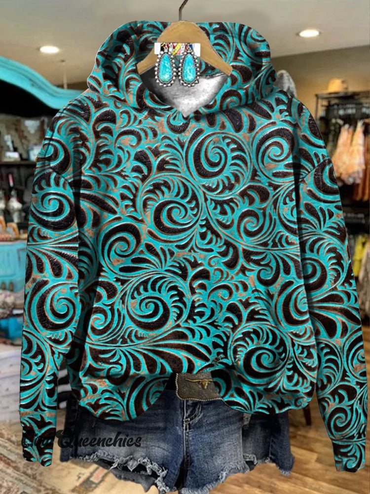 Vintage Flower Art Print Casual Hoodie Sweatshirt Multicolor / S