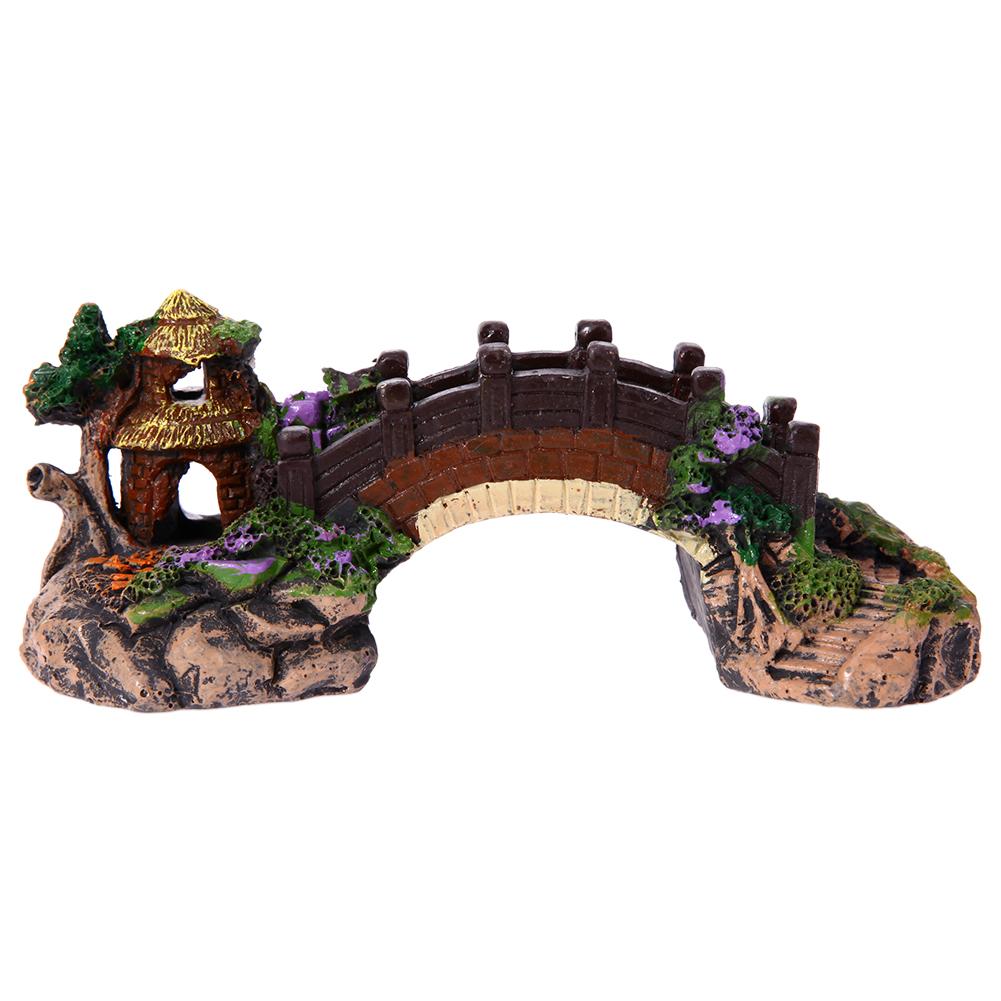 

Aquarium Decoration Fish Tank Bridge Landscape Ornament Pavilion Tree Resin, 501 Original