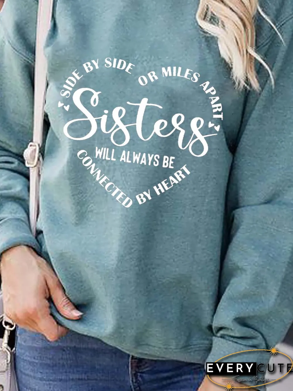 Crew Neck Text Letters Loose Sweatshirts