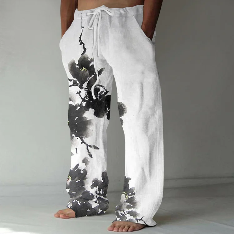 Ink Plum Blossom Printing Lounge Pants