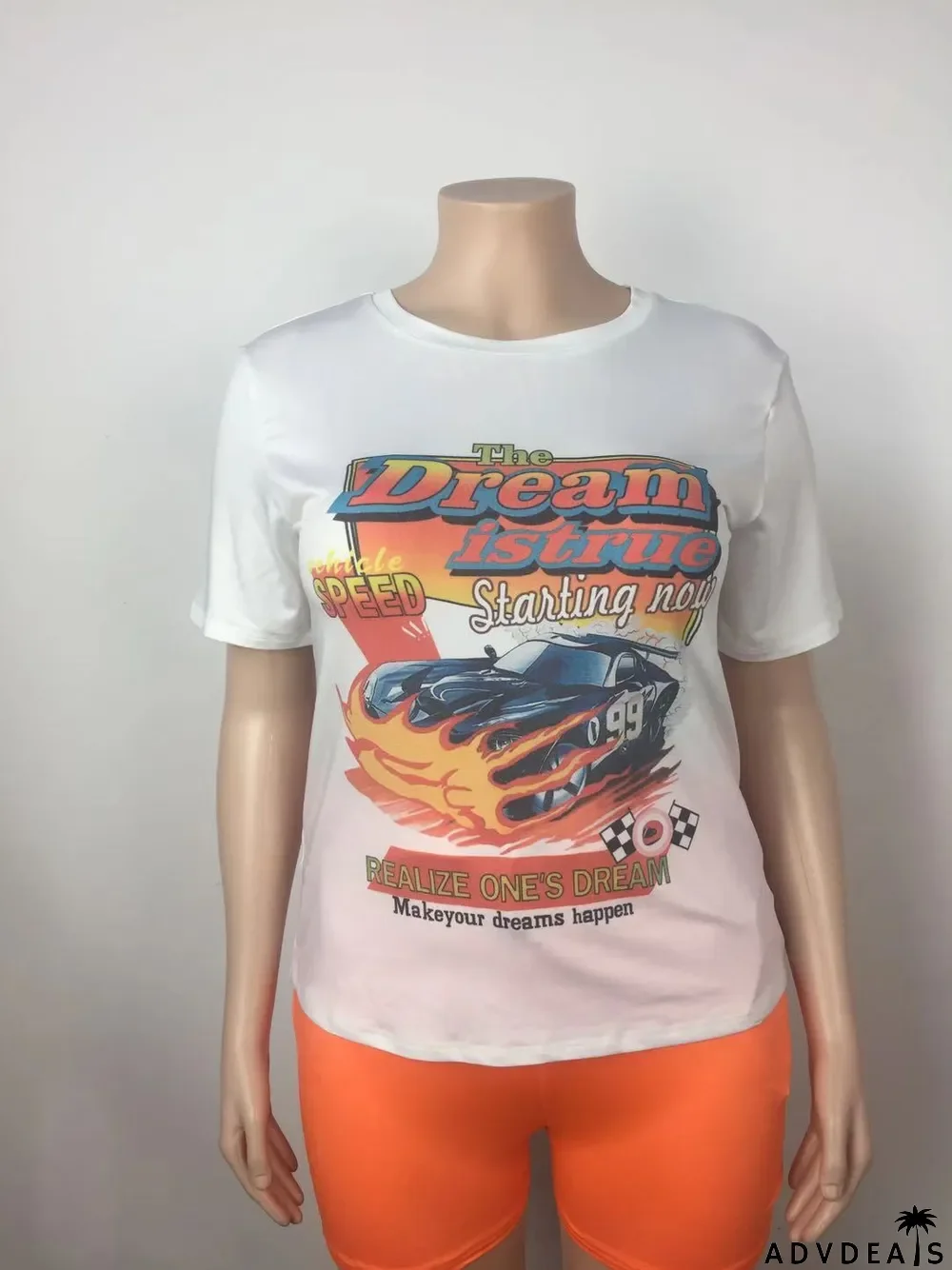 Plus Size Women Summer Casual Print Top And Pocket Shorts Two Piece