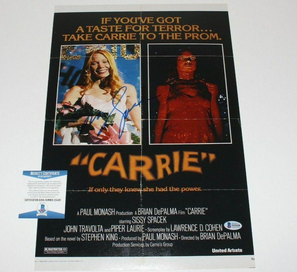 ACTRESS SISSY SPACEK SIGNED 'CARRIE' 12x18 MOVIE POSTER Photo Poster painting BECKETT COA PROOF