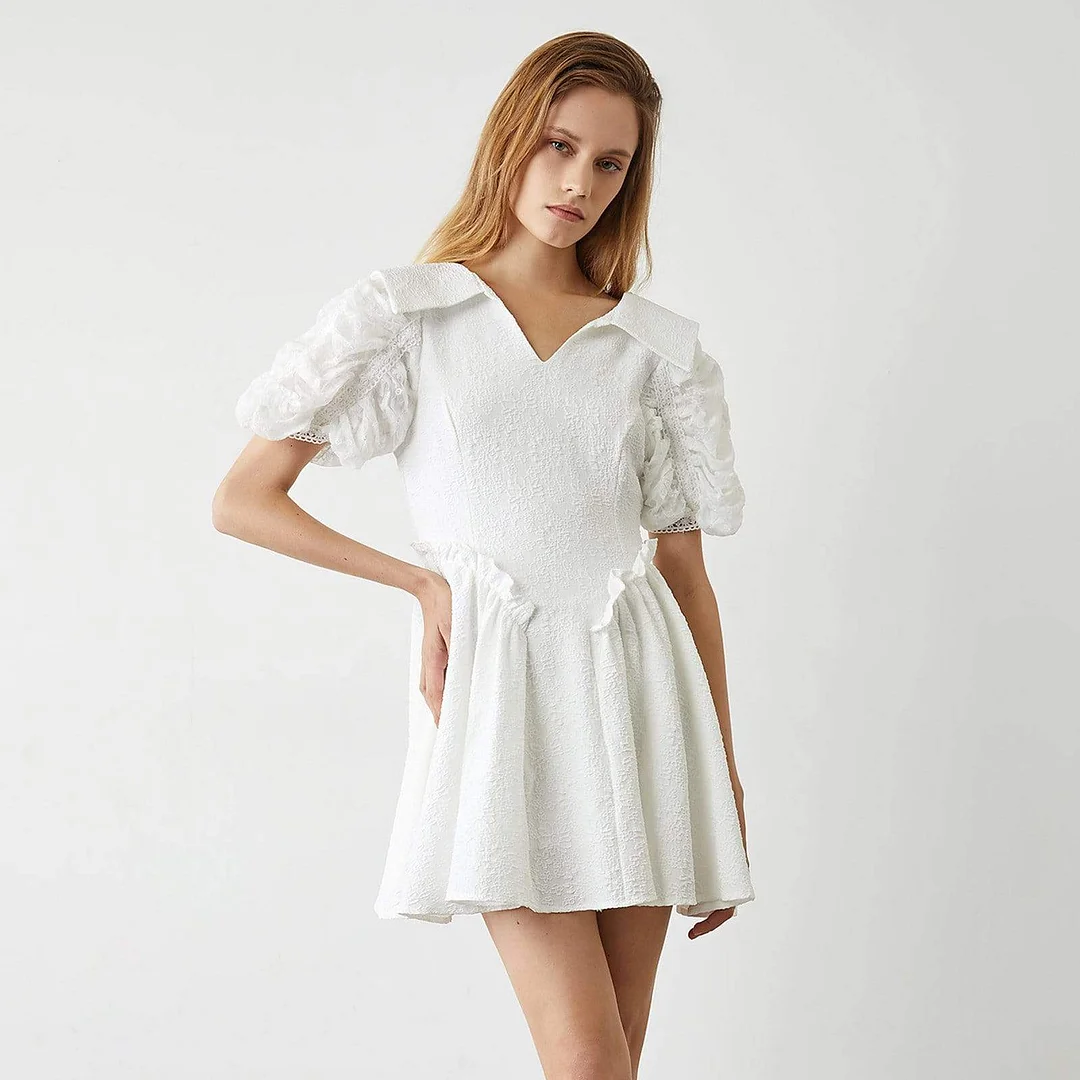 Kamari White V-Neck Midi Dress