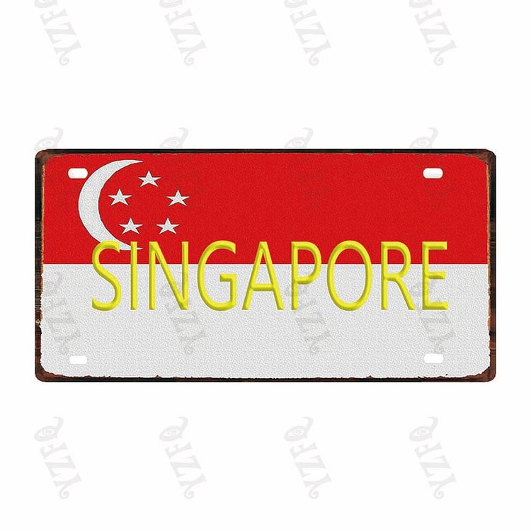 SINGAPORE - Car License Tin Signs/Wooden Signs - 30*15cm
