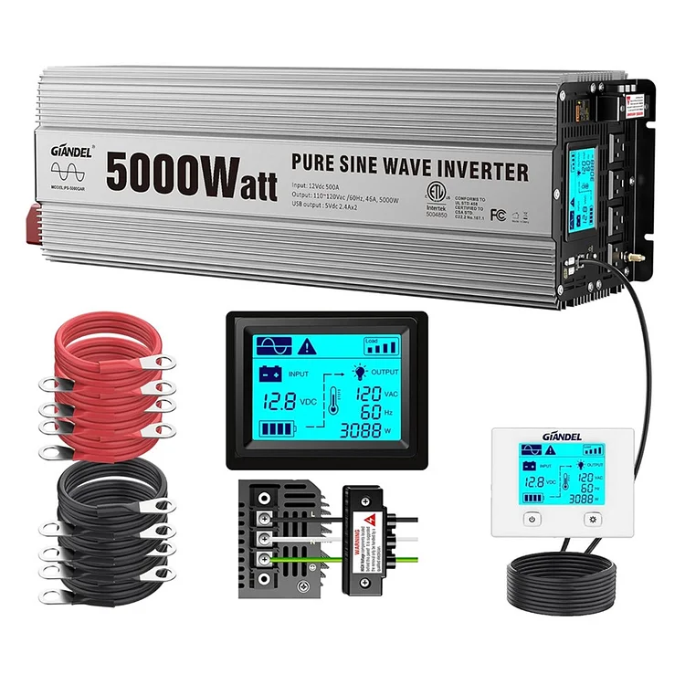 【FOR USA】Used - Very Good    Pure Sine Wave Power Inverter 5000W  12V DC  to  110 120V AC    ETL UL458 Listed 