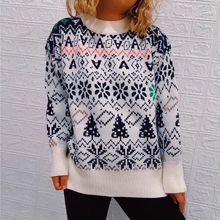 Vintage Snowflake Long Sleeve Sweater