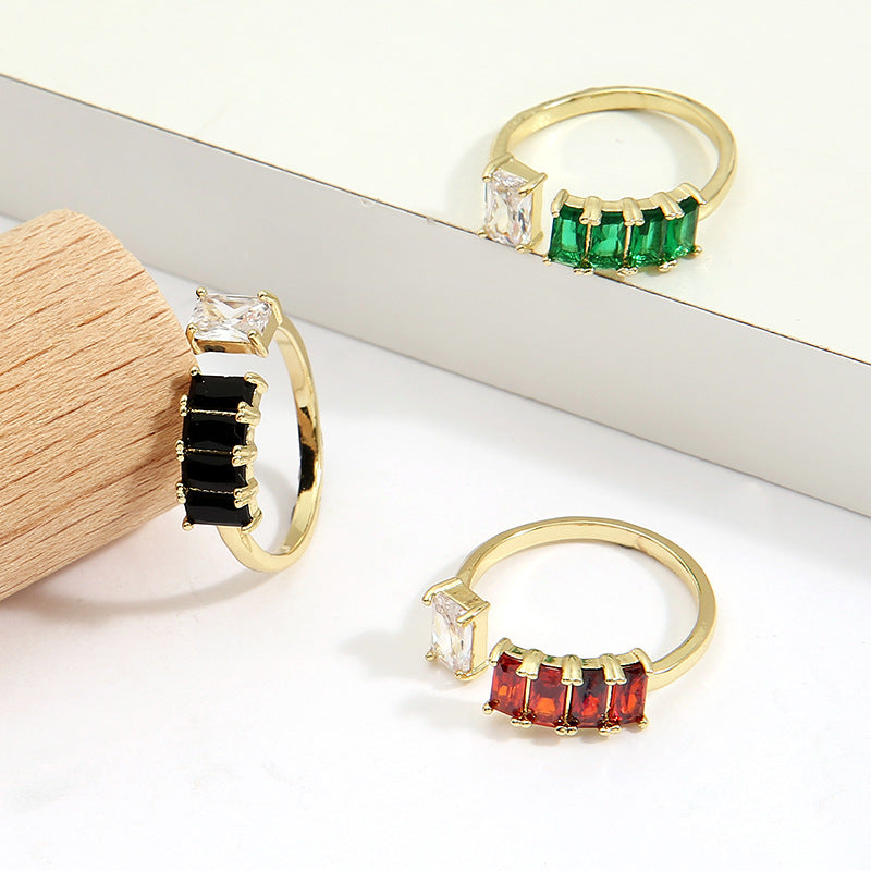 IG Style Women Diamond Metal Geometric Geometric Zircon Rings