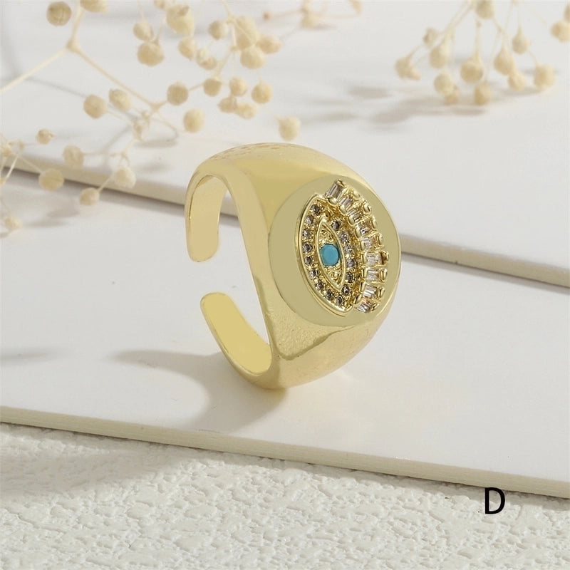 Copper Inlay Devil’s Eye Eye Zircon Open Rings