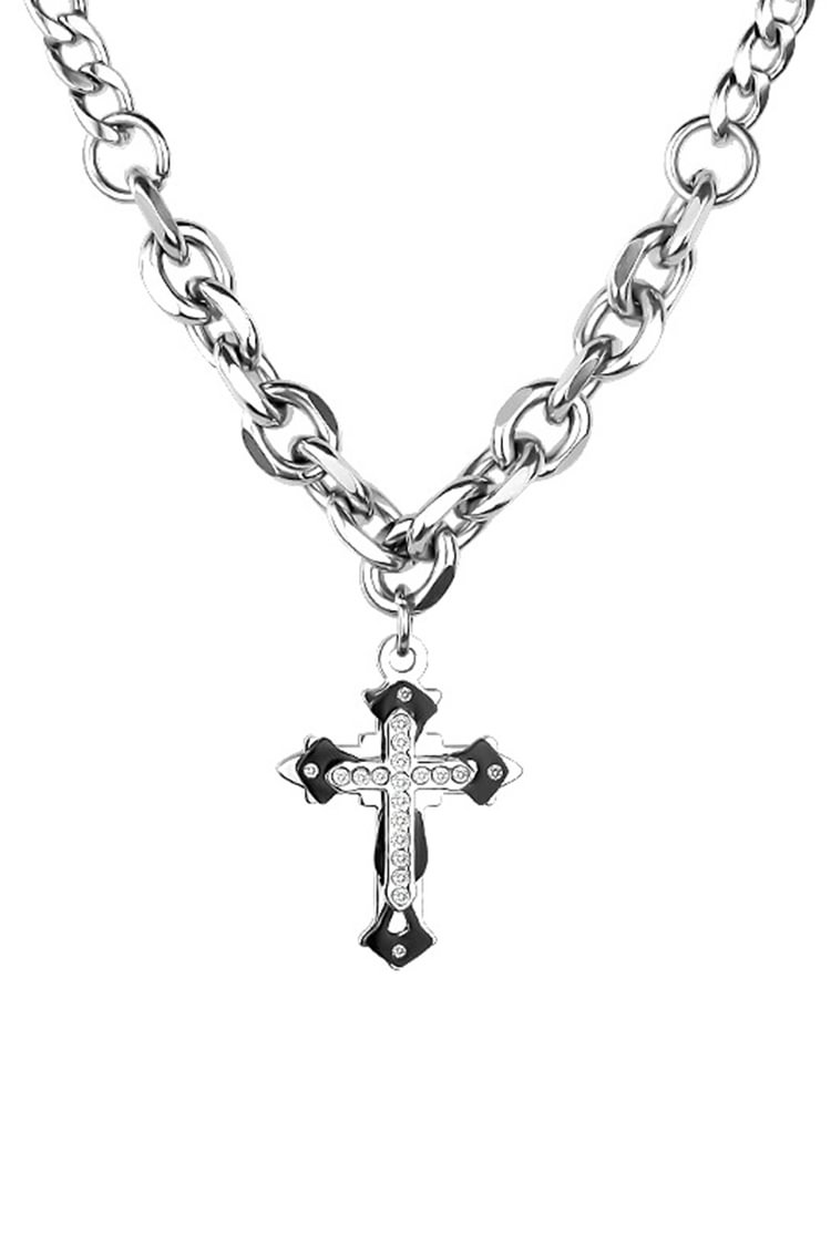 Tiboyz Diamond Cross Titanium Steel Sweater Chain