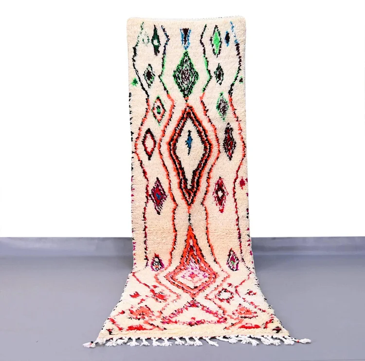 Gorgeous Azilal Runner Moroccan Rug 2.4 x 9.4 feet /  74 x 288 cm