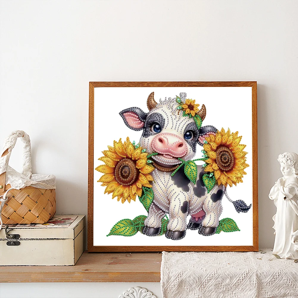 Diamond Painting - Partial Special Shaped Drill - Flower Cow(Canvas|30*30cm)