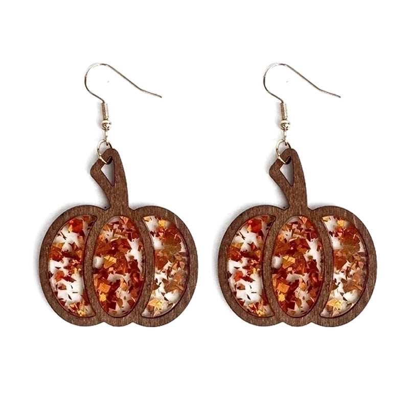 1 Pair Retro Pumpkin Arylic Drop Earrings
