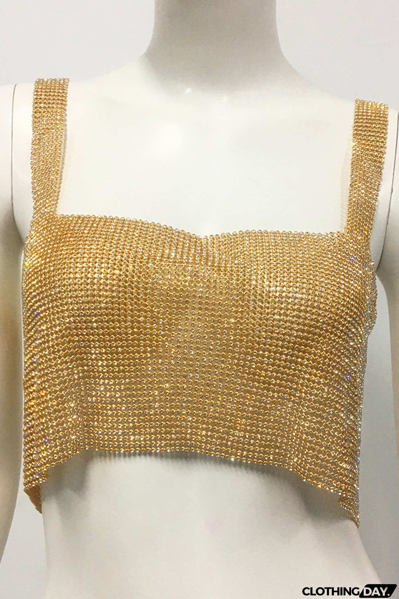 Rhinestone Square Neck Tank Top