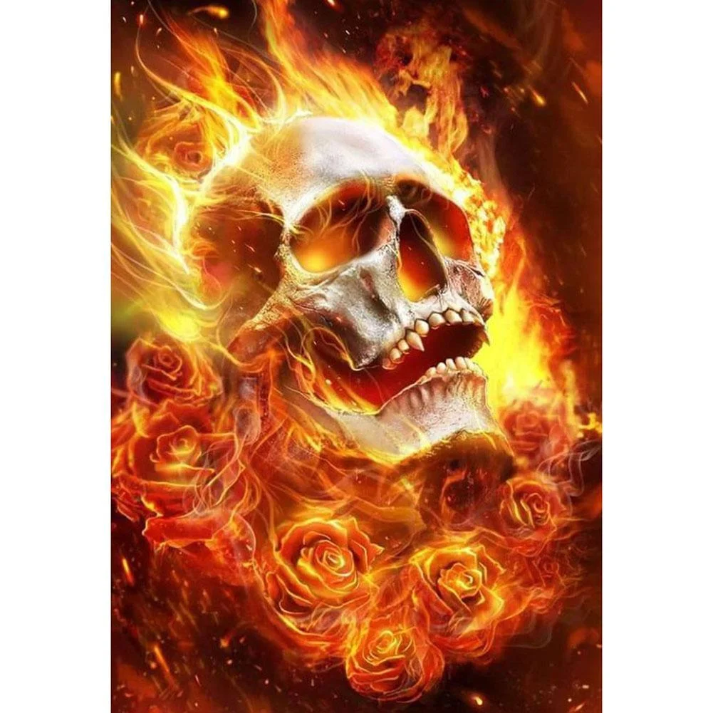 Diamond Painting - Full Round Drill - Fire Skull(30*40cm)