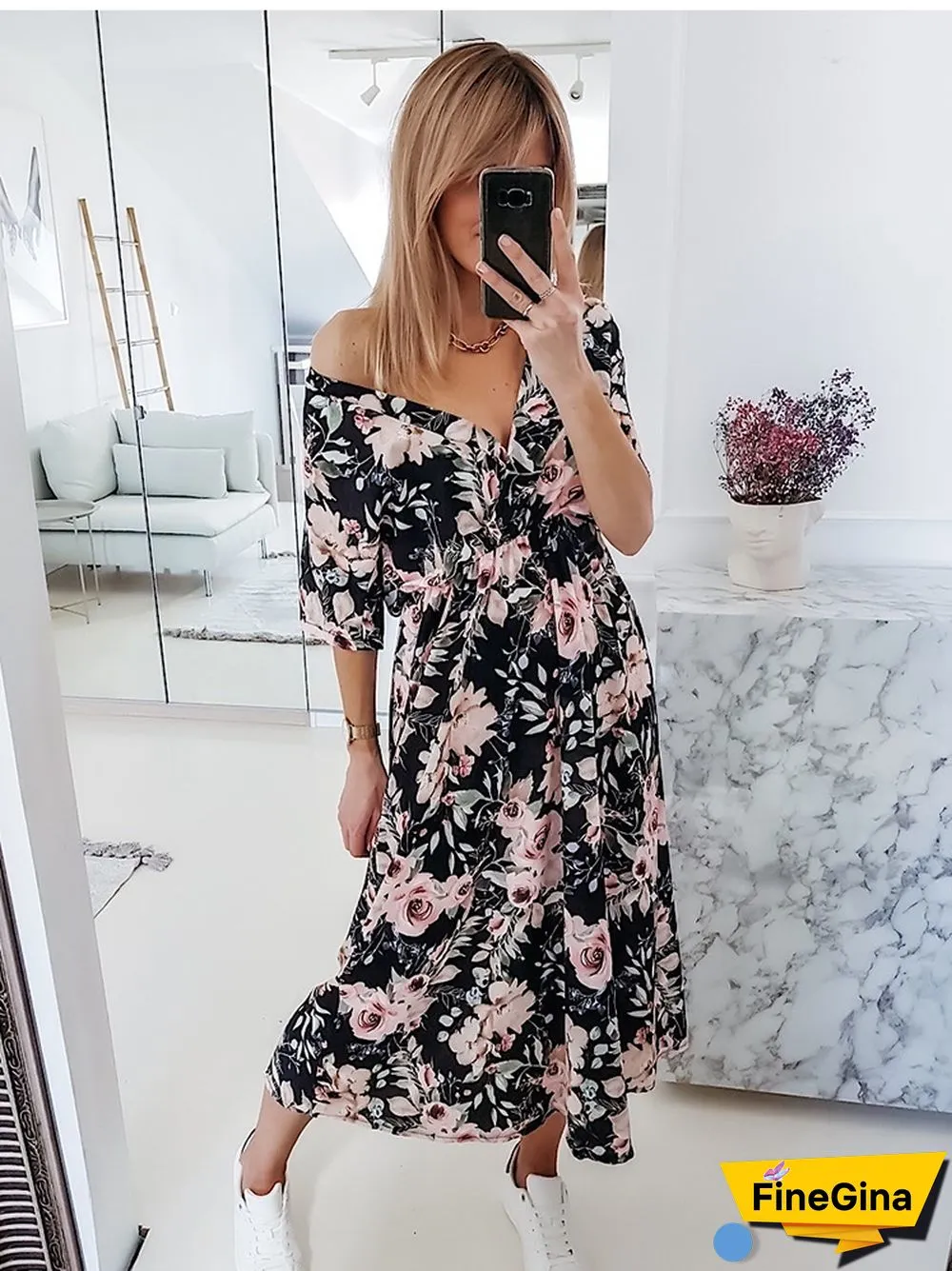 Women Casual Dress Summer Floral Print Red Maxi Dress Fashion V-neck Short Sleeve Elegant Lace Up Beach Party Dresses For Femme