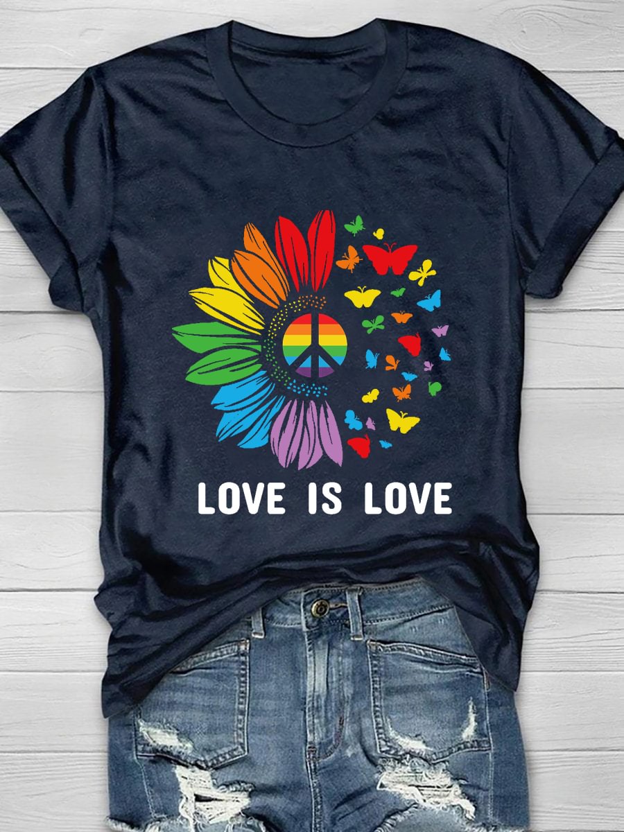 LGBT Love Is Love Print Short Sleeve T-Shirt