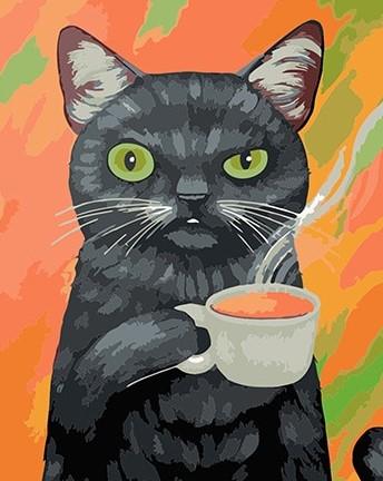 

Cat Drinking Coffee Art – Paint By Numbers - 40*50CM, 501 Original