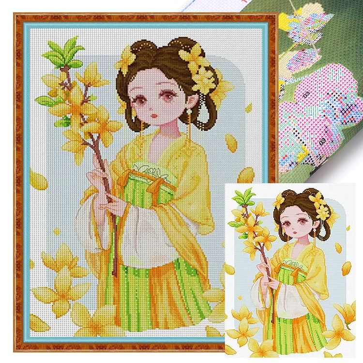 Spring-Osmanthus Girl (49*65cm) 11CT Stamped Cross Stitch gbfke