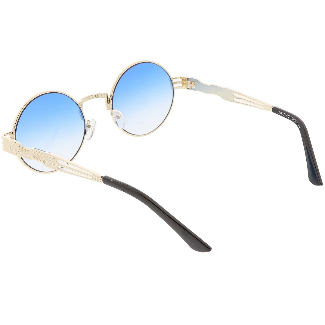 Steampunk Inspired Oval glasses Unique Engraved Metal Detail Color Tinted Lens 60mm