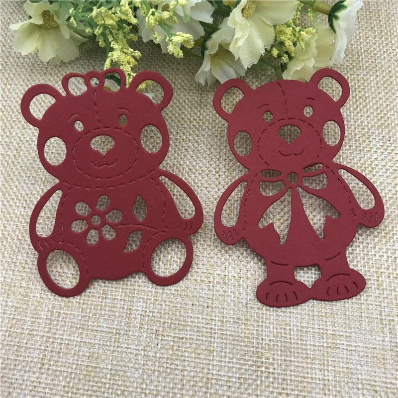 2pcs/set Lively Bear Designs Metal Cutting Dies Stencils for Scrapbooking Embossing Album Paper Card Craft