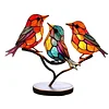 Acrylic Birds on Branch Statue Art Craft Stained Birds Ornament Collectible Gift