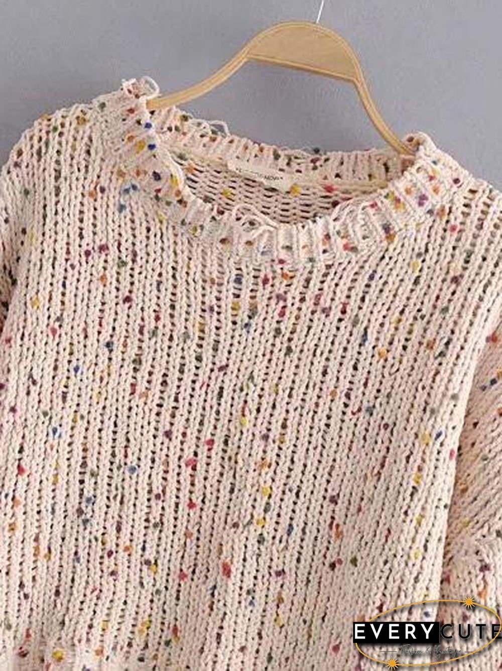 Knitting Holes Loose Sweater Tops
