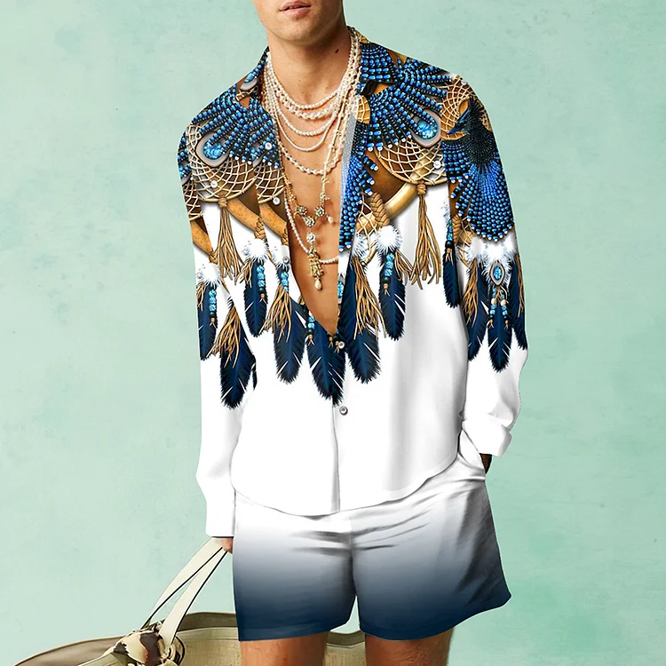 BrosWear Flying Eagle Native American Shirt And Shorts Co-Ord