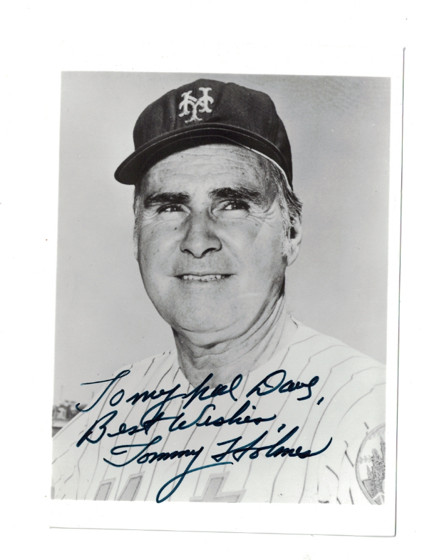 Tommy Holmes New York Mets Signed 3 1/2 x 5 Team Issue Photo Poster painting W/Our COA RH1