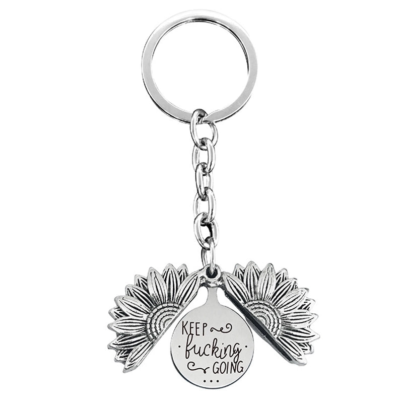 1 Piece Retro Letter Plant Flowers Metal Plating Keychain