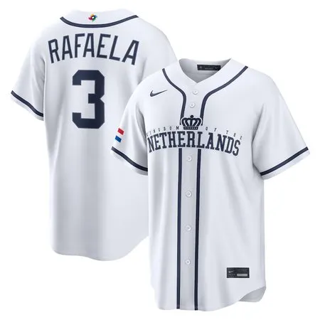 Youth Netherlands Baseball #3 Ceddanne Rafaela White 2026 World Baseball Classic Home Stadium Jersey