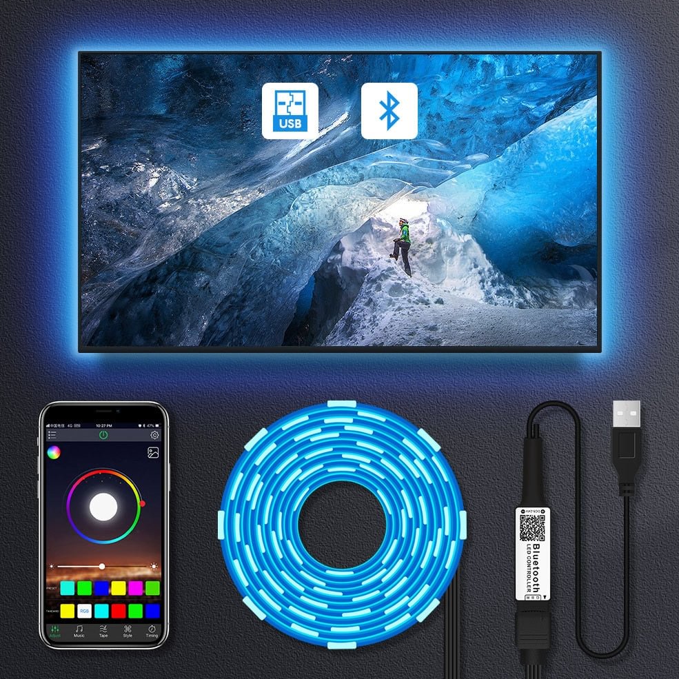 LED Strip Light USB Bluetooth APP 1M 2M 3M 4M 5M TV Backlight Screen Lighting Music Sync RGB Tape Led Lights For Room / Desk