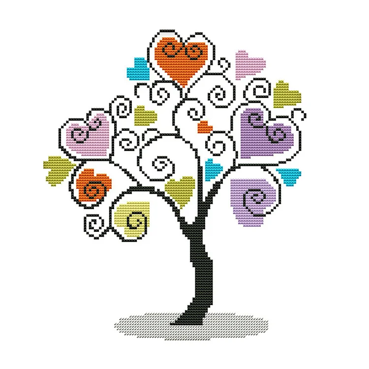 Joy Sunday Heart Tree 14CT Stamped Cross Stitch 30*27CM
