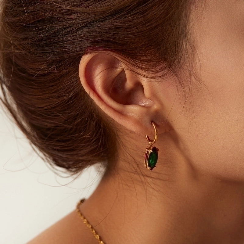 1 Pair Fashion Geometric Plating 304 Stainless Steel Titanium Steel Zircon Earrings