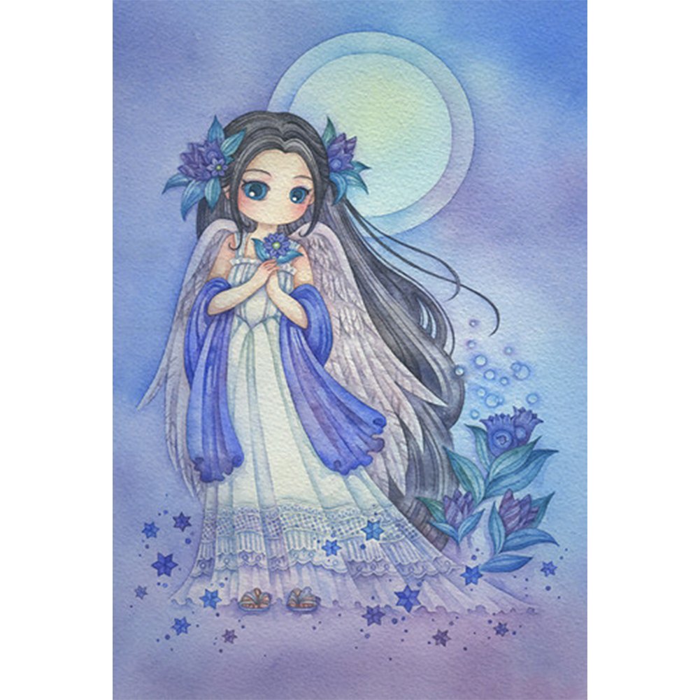 

30*40CM - Round Drill Diamond Painting - Dress Moon Girl, 501 Original