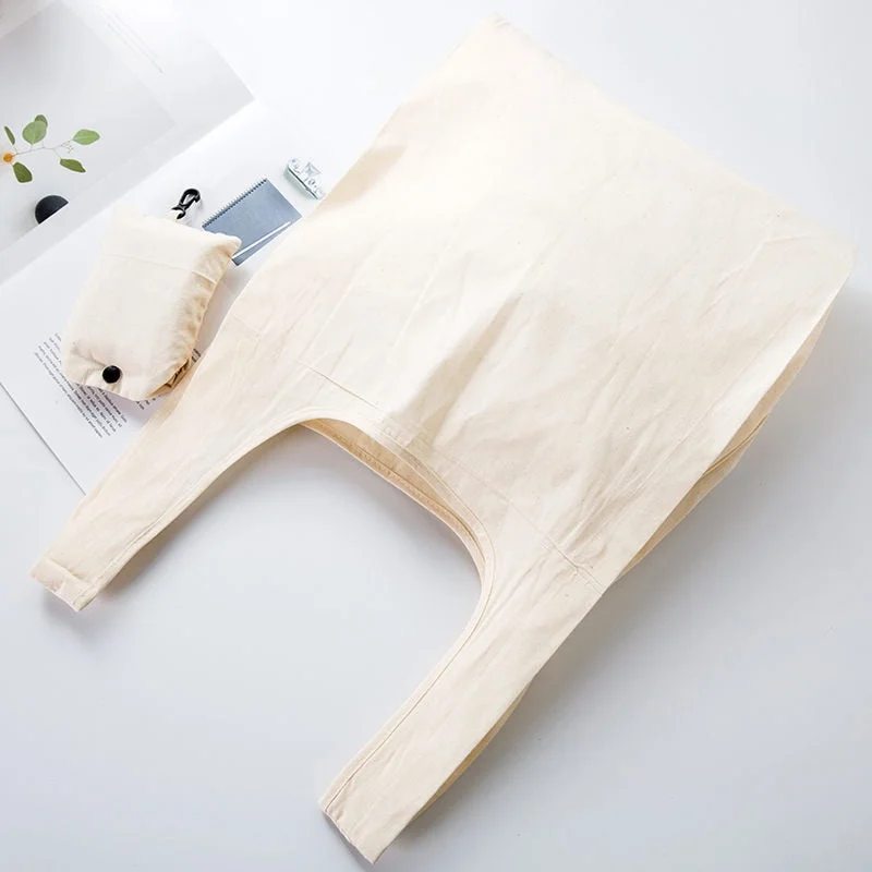 New ECO Cotton Shopping bag Folding Package Women Men Reusable Canvas Fold Pouch white
