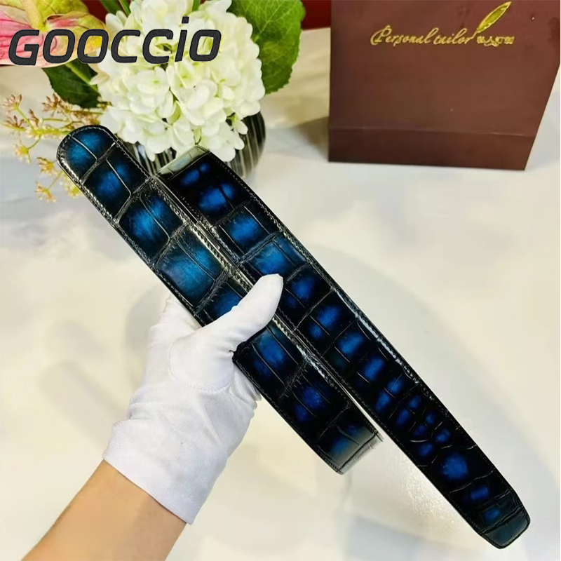 SV180 Handmade Crocodile Leather Belt For Men  GOOCCIO   