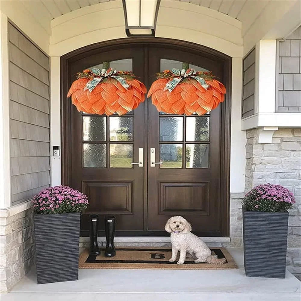 🍁 Farmhouse Pumpkin Wreath For Front Door