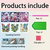 (US Local)6Pcs Owl Butterfly Diamond Painting Greeting Card for Holiday Party Favors