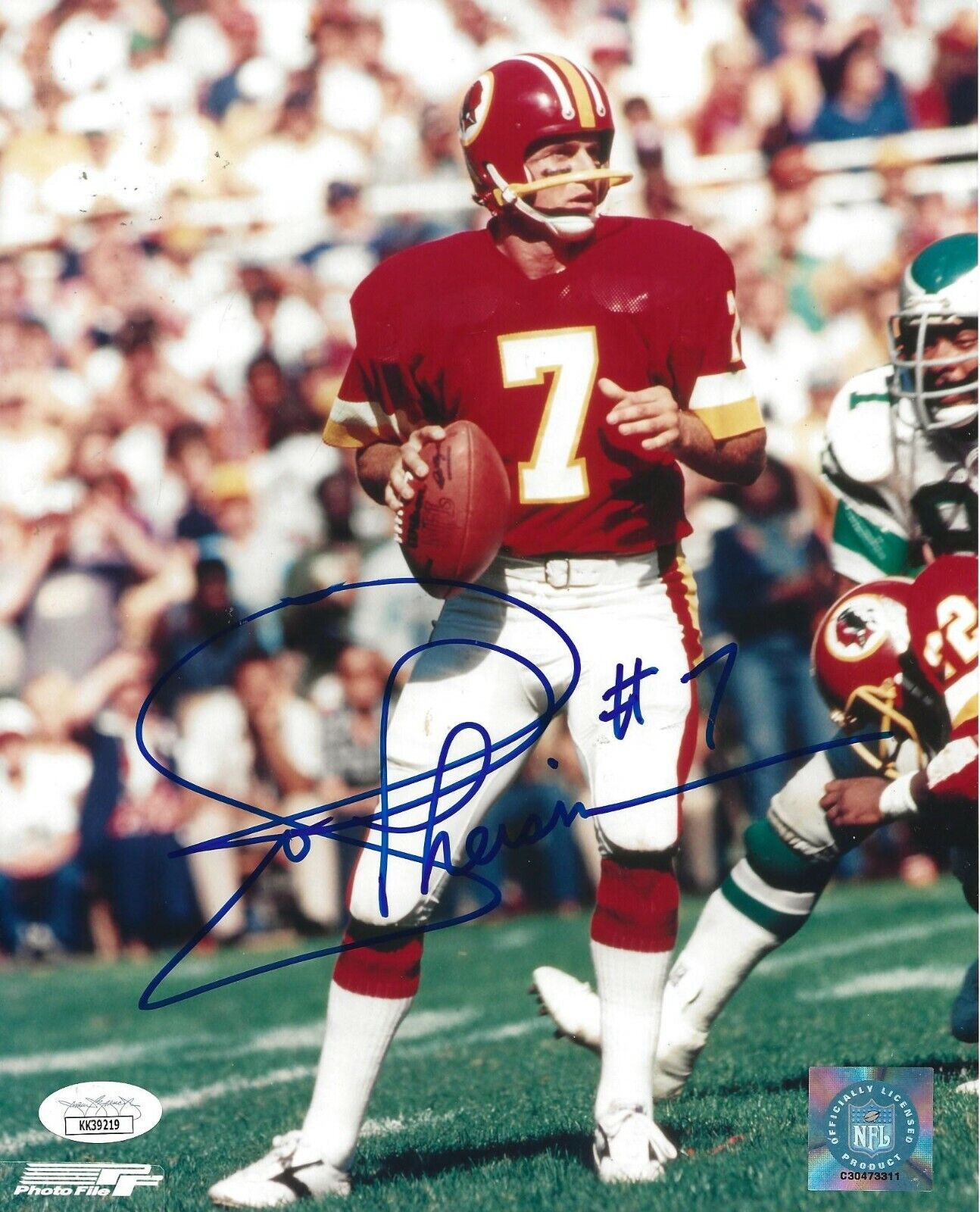 Joe Theismann signed Washington Redskins 8x10 Photo Poster painting autographed JSA